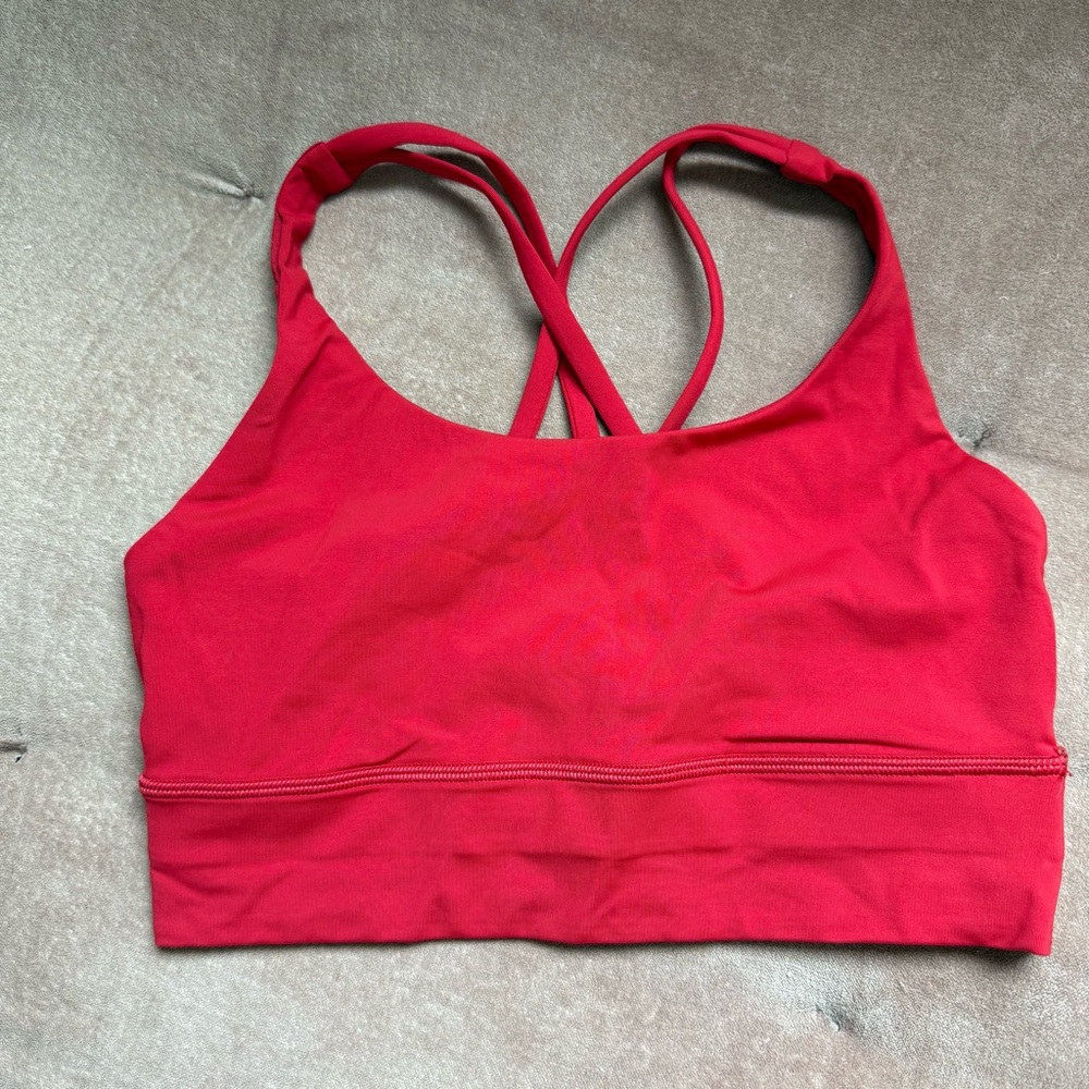 Dark red *gold logo* Lululemon energy longline top